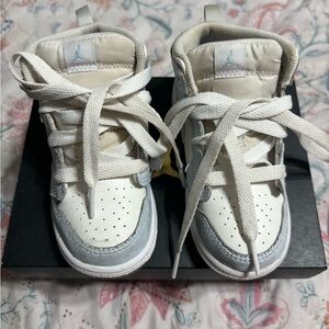 Kids White and blue High-Top Sneakers